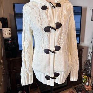 Women's Cable Knit Toggle Sweater - Cream